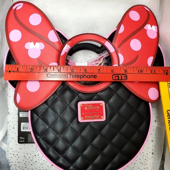 LOUNGEFLY Disney Minnie Mouse Quilted Bow Purse or Crossbody Bag! NWT! - Picture 9 of 16